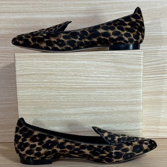 M.Gemi Leopard Calf Hair Loafers Pointed Toe Italy Luxe Chic 37 - Picture 4 of 7